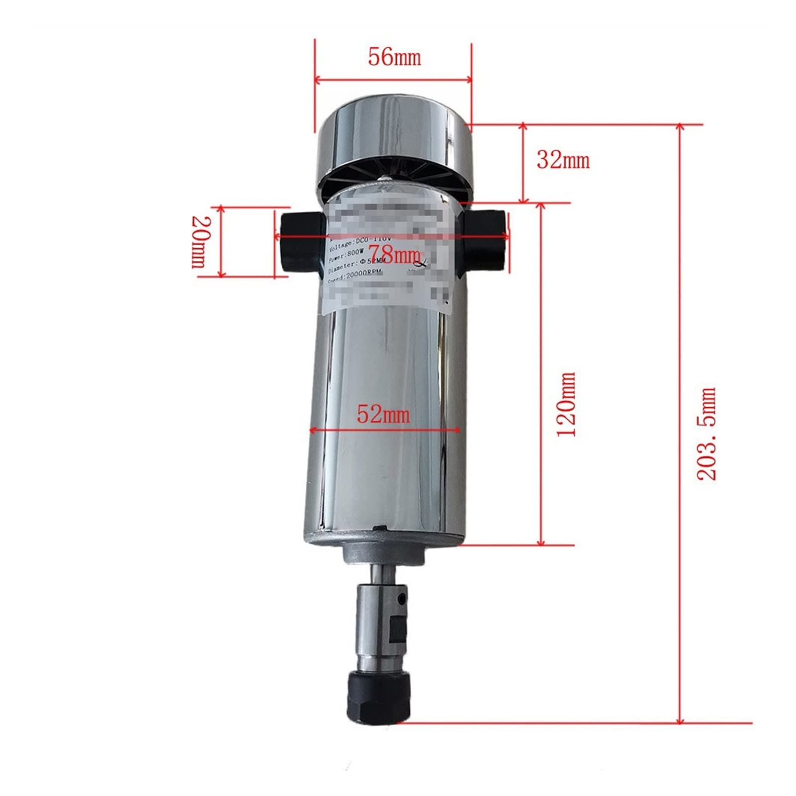Silnik wrzeciona, 80. 0W DC Wrzeciono Silnika 0. 8KW DC 0-110V 20000RPM CNC Carving Frezarka Powietrza Silnika Wrzeciona Do Grawerowania(800w ER11Spindle)