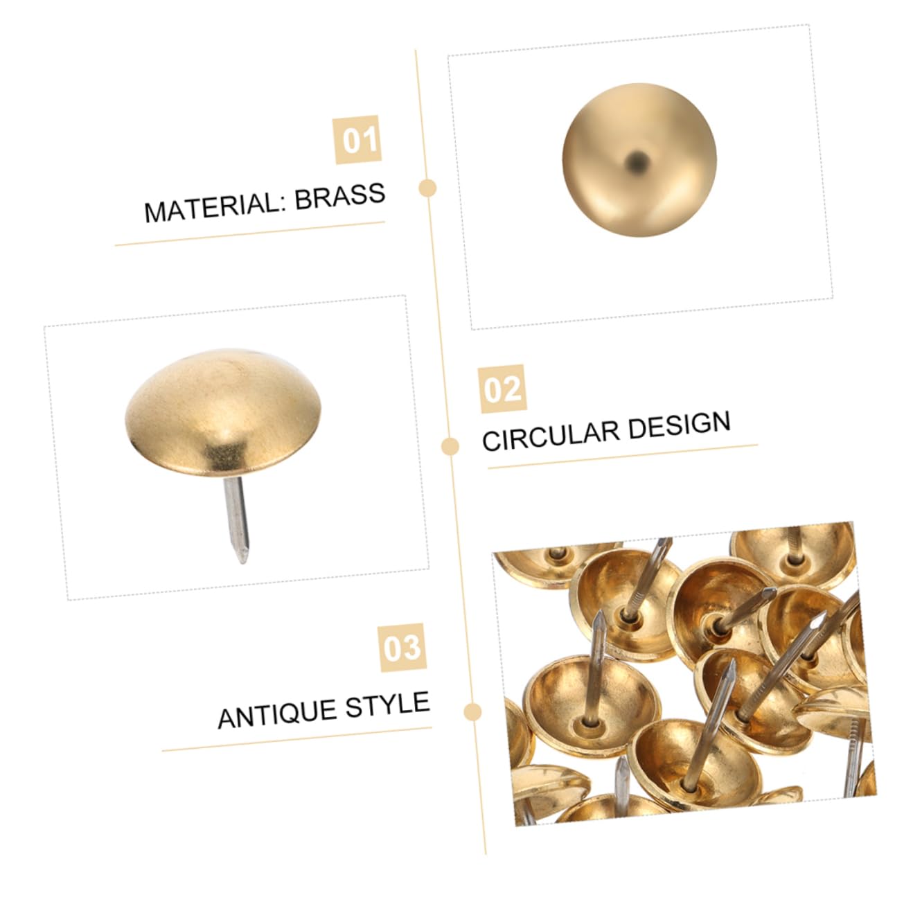 FUNOMOCYA 50Pcs Decorative Nails for Home Interior Decoration Round Head Push Nails for Furniture and Wall Mounting and Easy to Use