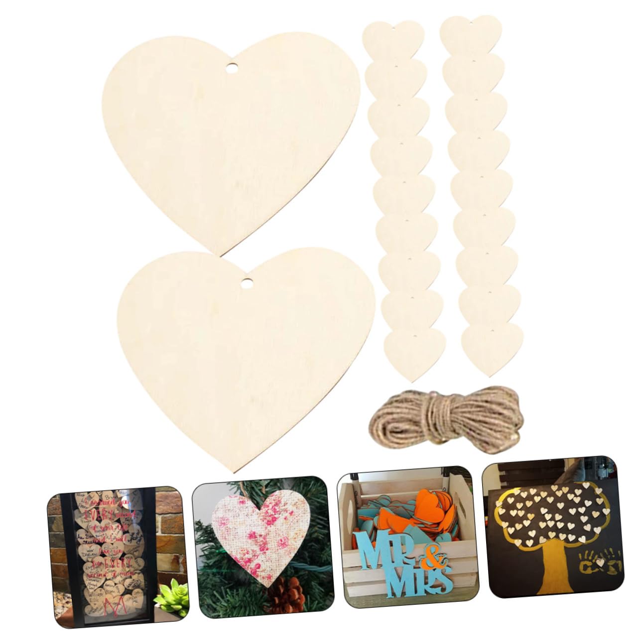 SHINEOFI 3 Sätze Herzdekoration Aus Holz Holzherzen Für Handarbeiten Holzherzen Für Hochzeitsdekoration Karte Motel-schlüsselanhänger Leer Herz Diy Holzschmuck Holzausschnitte 200 Stück * 3