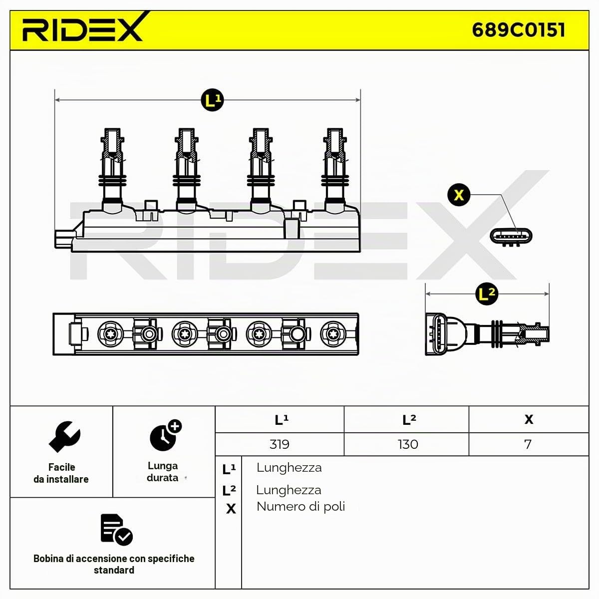 RIDEX 689C0151 Bobina d'accensione elettrico Compatibilità con OPEL Corsa D Hatchback S07