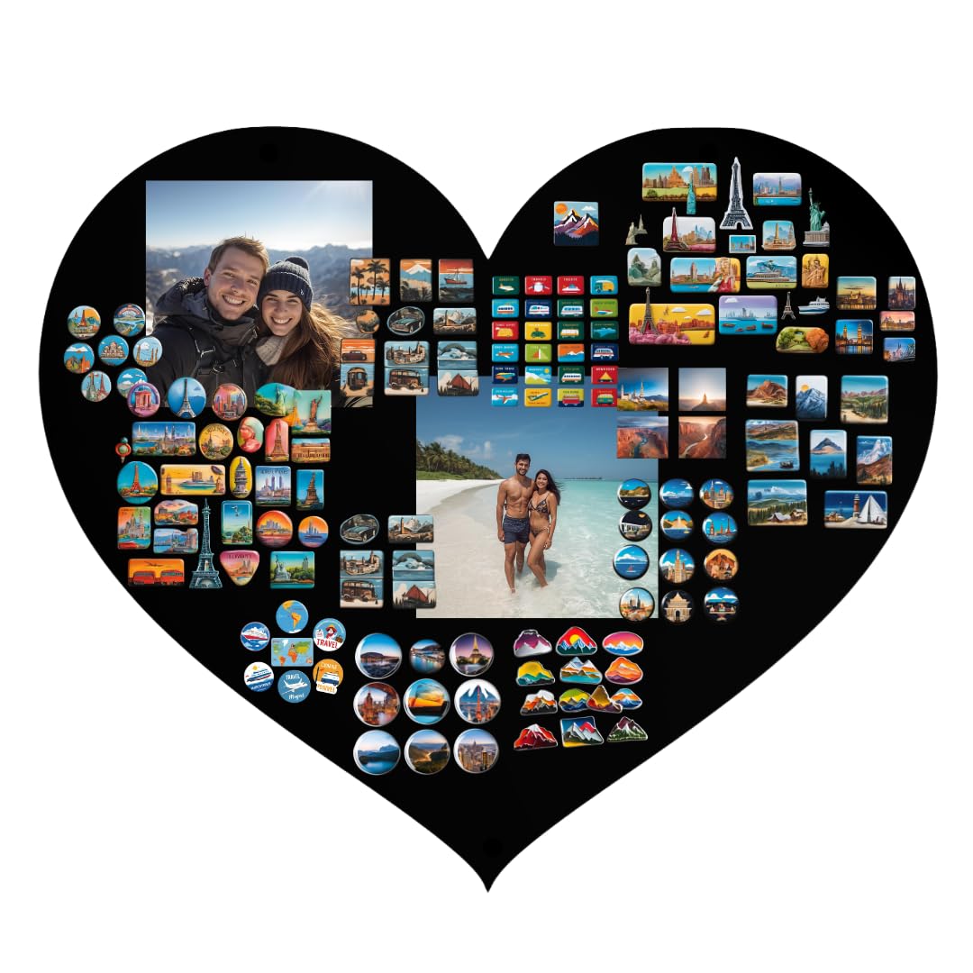 Magnettafel Klein & Groß Schwarz 60x70 cm | Magnetisches Stahlboard für Magnete, Fotos und Notizen, Beschreibbar, Montageset inklusive