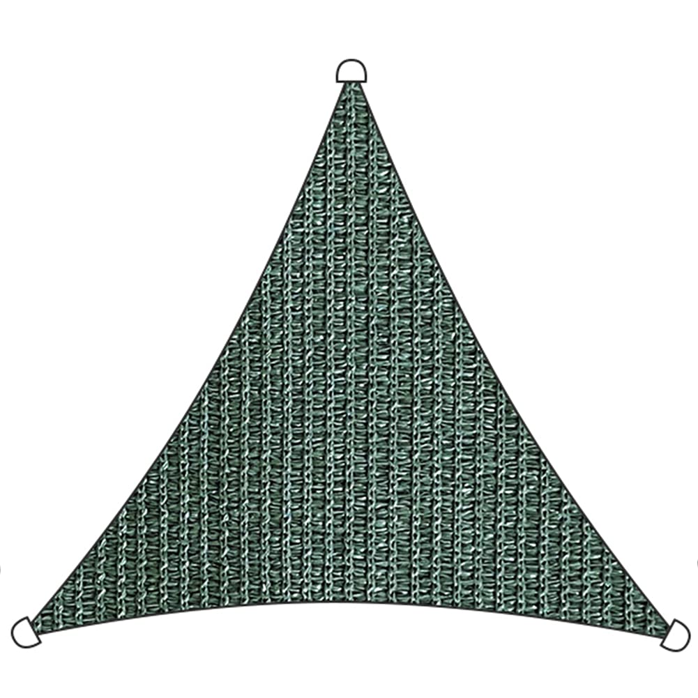 Toldo parasol exterior transpirable de HDPE triangular de 3x3x3m con protección solar verde oscuro