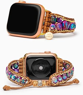 Cape Diablo Moonlight Jasper Handmade Apple Watch Bracelet for Women - Crystal Band Apple Watch Band - Beaded Smart Watch Bracelet for Apple Models 4, 5, 6, 7, 8, SE - 38mm/40mm/41mm/42mm/44mm/45mm