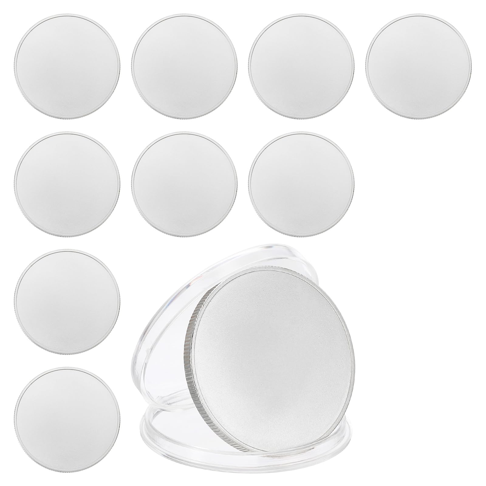 PATIKIL 10pcs Blank Coins for Engraving, 40mm Coin Blanks Laser Engraving Blanks Custom Challenge Coins Metal Disc Tags Circle Round Plate for Laser Engraving Stamping, Silver Tone