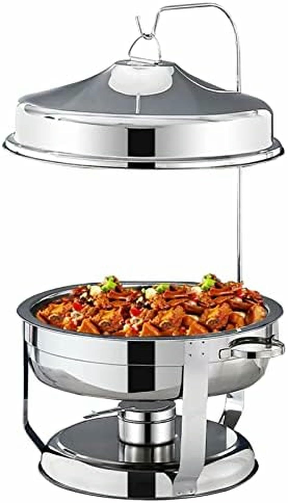 Chafing Dish in Acciaio Inossidabile con Coperchio sospeso, Set di contenitori riscaldanti per Buffet di Catering, Inclusi teglia per Cibo, teglia per Acqua, Contenitore per combustibile~/