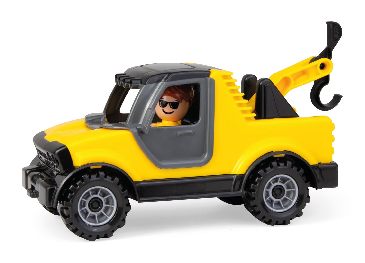 LENA® Truckies Tow Truck - 20 cm Toy Car with Steel Axles, Towbar and Figure - Robust Vehicle for Indoor and Outdoor Use - From 2 Years - TÜV Certified - Made in Europe