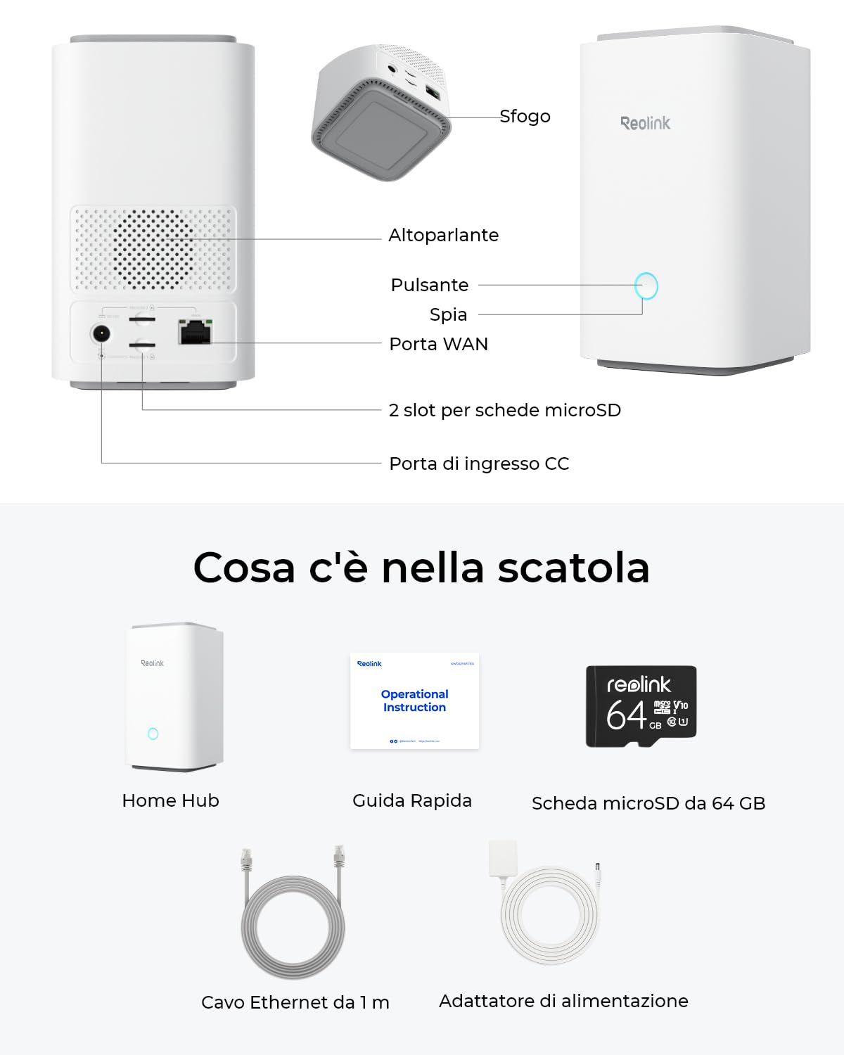 Reolink Security Home Hub, Telecamera di Sorveglianza, No Canone Mensile, Streaming Live e Riproduzione 16MP, Memoria Locale Espandibile, Wi-Fi 6 e Wi-Fi Dual-Band, Algoritmo Crittografia Esclusivo