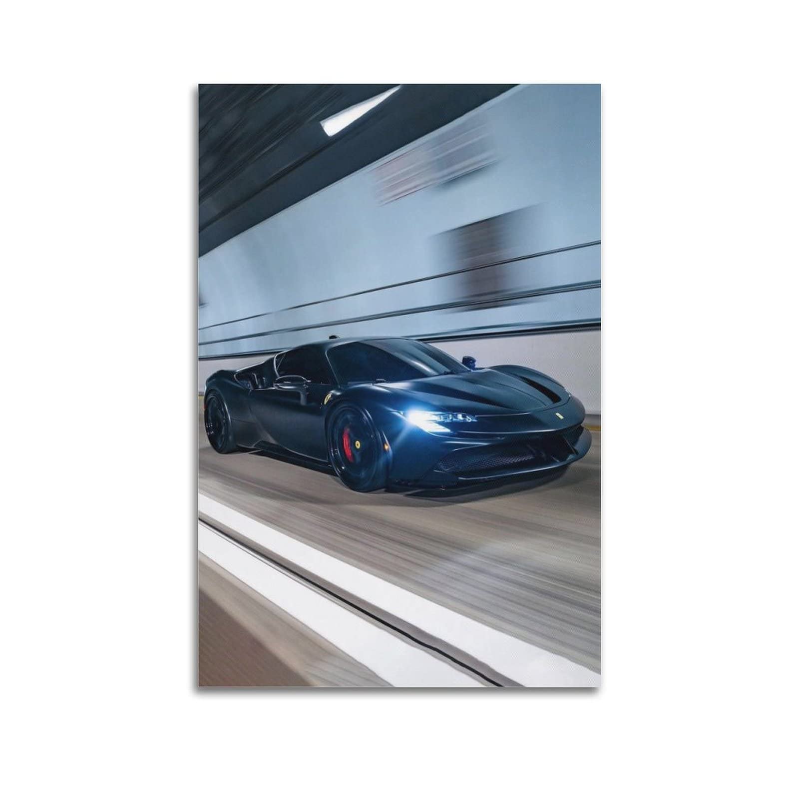 ESTE Sports Car Poster for Black Ferrari SF90 Supercar Racing Car Poster Decorative Painting Canvas Wall Posters And Art Picture Print Modern Family Bedroom Decor Posters 12x18inch(30x45cm)