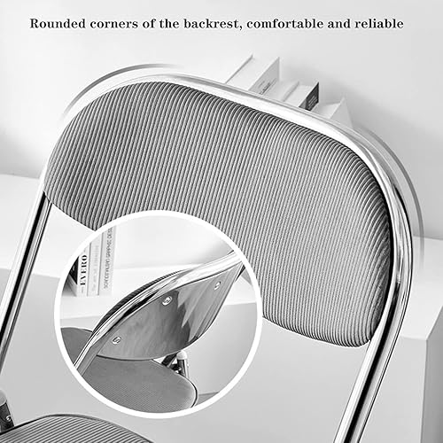 Miniatura 5 de Folding Chairs Silla de escritorio acolchada para muebles, silla de camping, silla plegable con respaldo de respaldo con marco de metal de acero