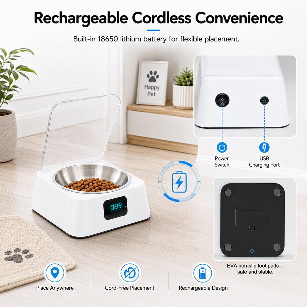Dispenser Crocchette Gatto Umido Automatico, 350ml Distributore Automatico Cibo Gatti con Sensore a Infrarossi Intelligente Distributore Cibo Gatti Automatico per Alimenti Secchi che Umidi