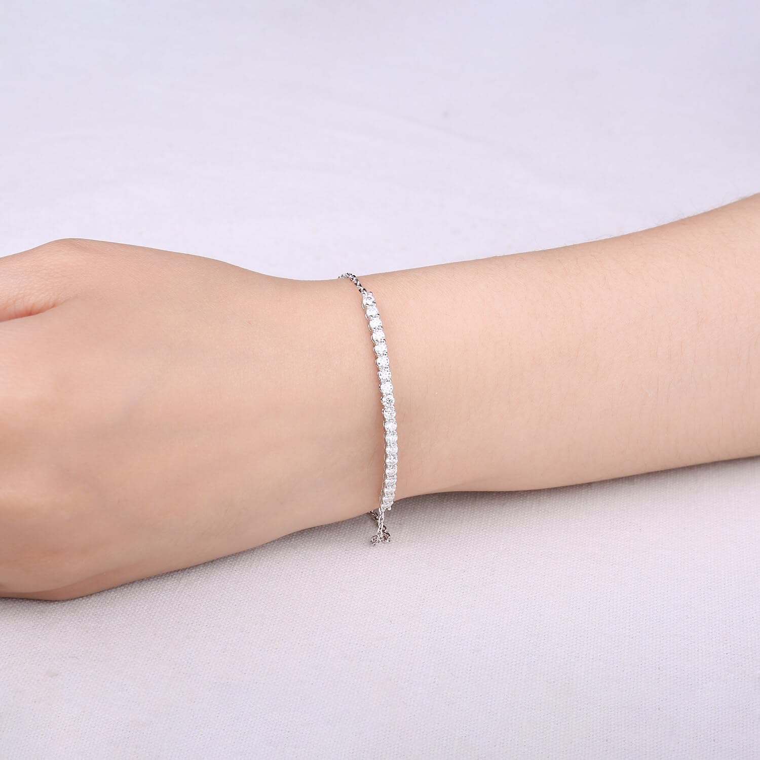 JewelryPalace Bracciale Donna Argento 925 con Creato Moissanite, Amor Eterno Braccialetto Donna con Pietra a Taglio Rotondo, Bracciale Catena in Tre Ori Anniversario Set Gioielli Donna