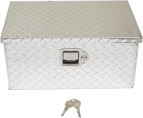 Caja de herramientas de aluminio resistente de 20 pulgadas con placa de diamante, repuesto plateado para camioneta, remolque RV con cerradura y 2 disponible en Yaxa Costa Rica