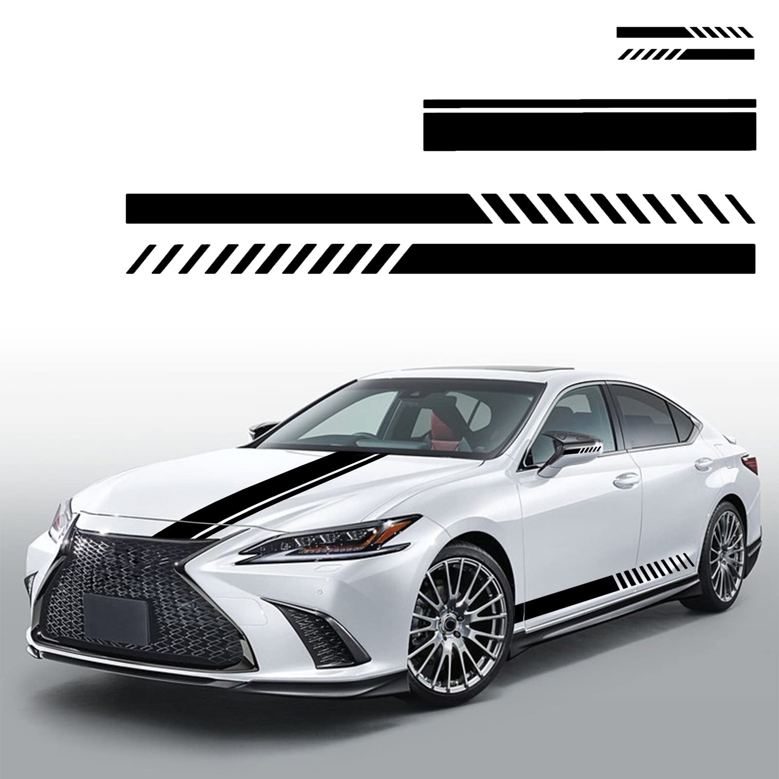 YAMUDACar Hood Body Rearview Mirror Personality Pull Flower Modification Decorative Stickers 5 PCS Black YQ13