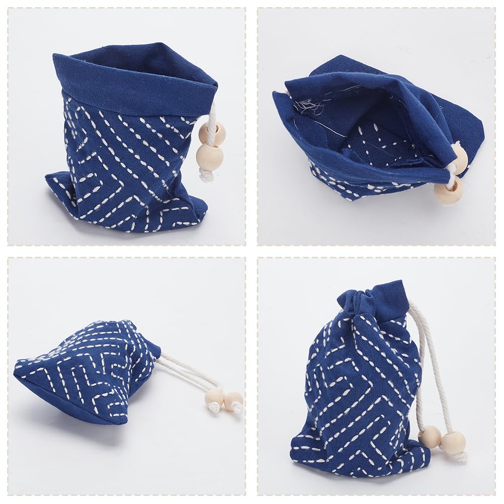 Kit Completo Sashiko Per Principianti - 4 Stencil In Acrilico, Tessuto E Filo Per Sottobicchieri Da Tè - Foto 10