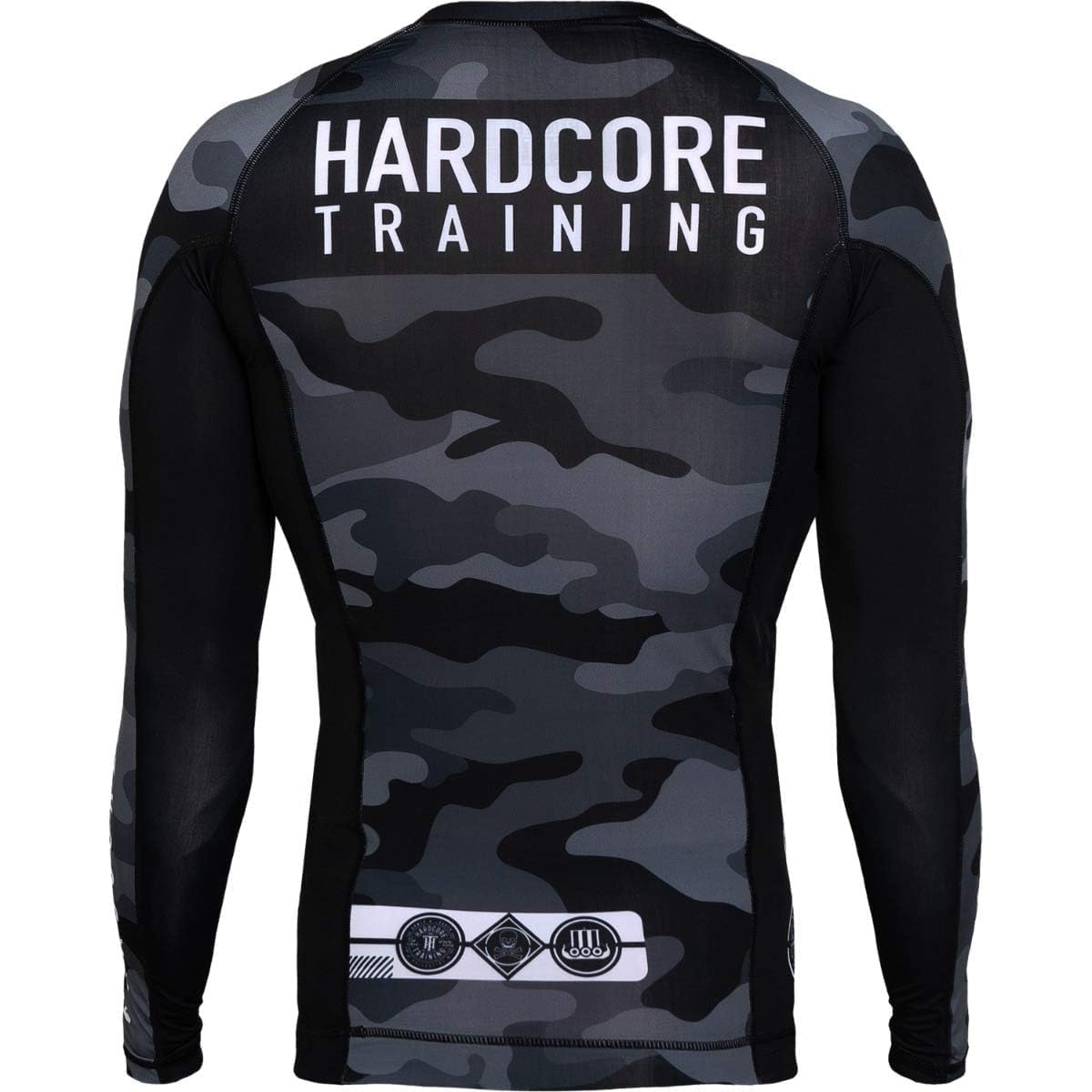 Hardcore Training Rash Guard Mężczyźni Kompresja Koszulka Długi Rękaw BJJ MMA No-Gi Obcisła Grappling Boks (DE/NL/SE/PL, Alfa, M, Regularny, Regularny, czarny szary)