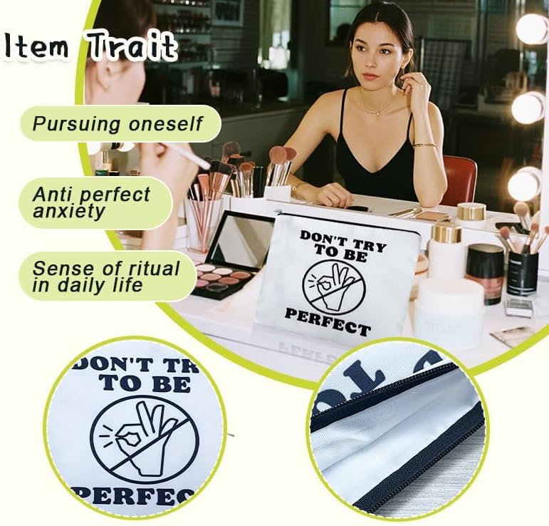 Inspirational Motivational Makeup Bags for Women Girls Self Care Travel Bag for Friend Bestie Healing Birthday Gift for Sister Daughter Anti Anxiety Toiletry Cosmetic Bag Mental Health Gif - Image 3