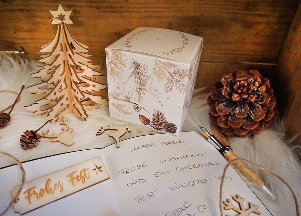 Logbuch-Verlag 25 Boîtes Cadeaux Avec Otif De Noël Noir Blanc Doré 7 X