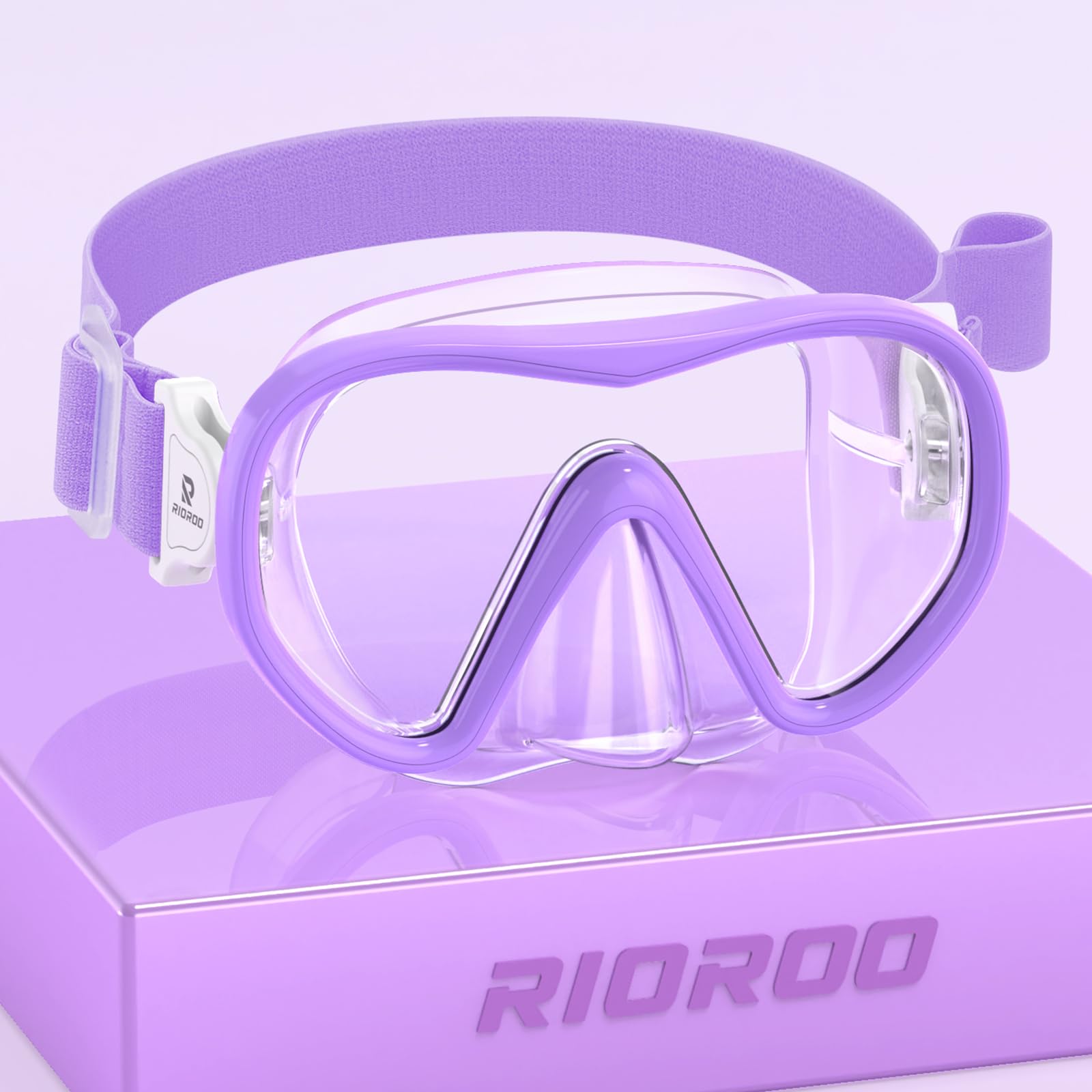 RIOROO Kids Snorkel Mask with Fabric Strap, Swimming Goggles for Boys Girls Youth, Diving Mask with Nose Cover, 180° Panoramic HD, Anti-Fog and Anti-Leak kids swim goggles for 4-16 Years