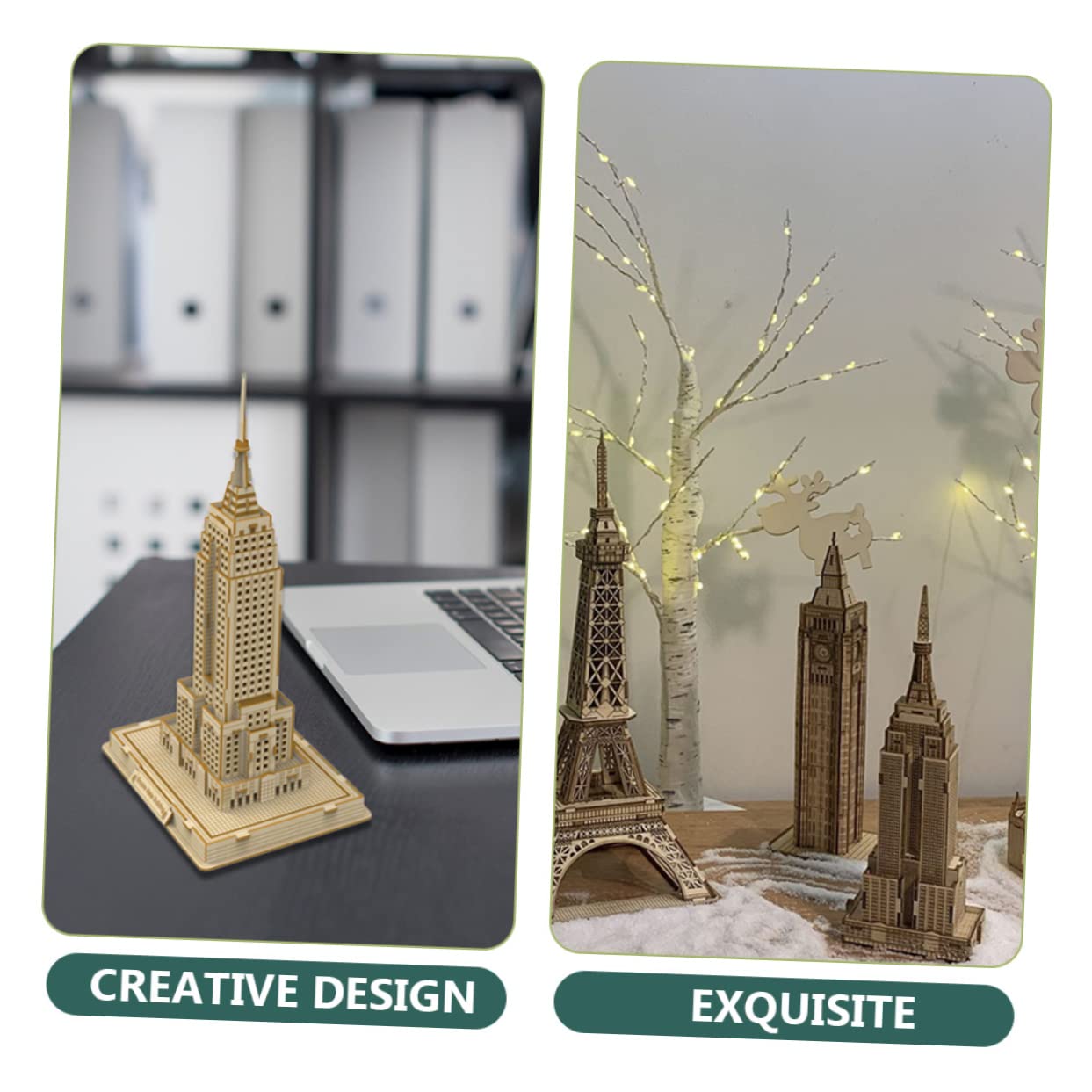 BESTonZON Puzzle 3D en Bois Soi-même pour Garçon Et Filles Et Adolescents, Modèle Bâtiment Célèbre De New York, Éducatif Et Décoratif, Jeu Créatif Et Manuel, Présent Pédagogique