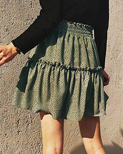 Alelly Women's Summer Cute High Waist Ruffle Skirt Floral Print Swing Beach Mini Skirt - Image 4