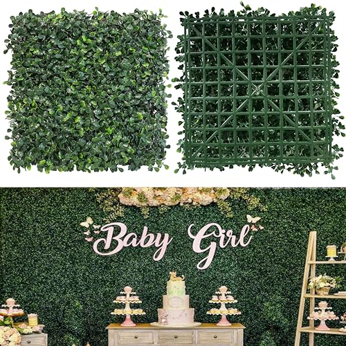 NETAP Grass Wall Panels, 10'x 10'(12pcs) 4-Layer Artificial Boxwood Faux Green Wall for Interior, Garden Party Wedding Backdrop, Indoor Outdoor Plant Wall Decor