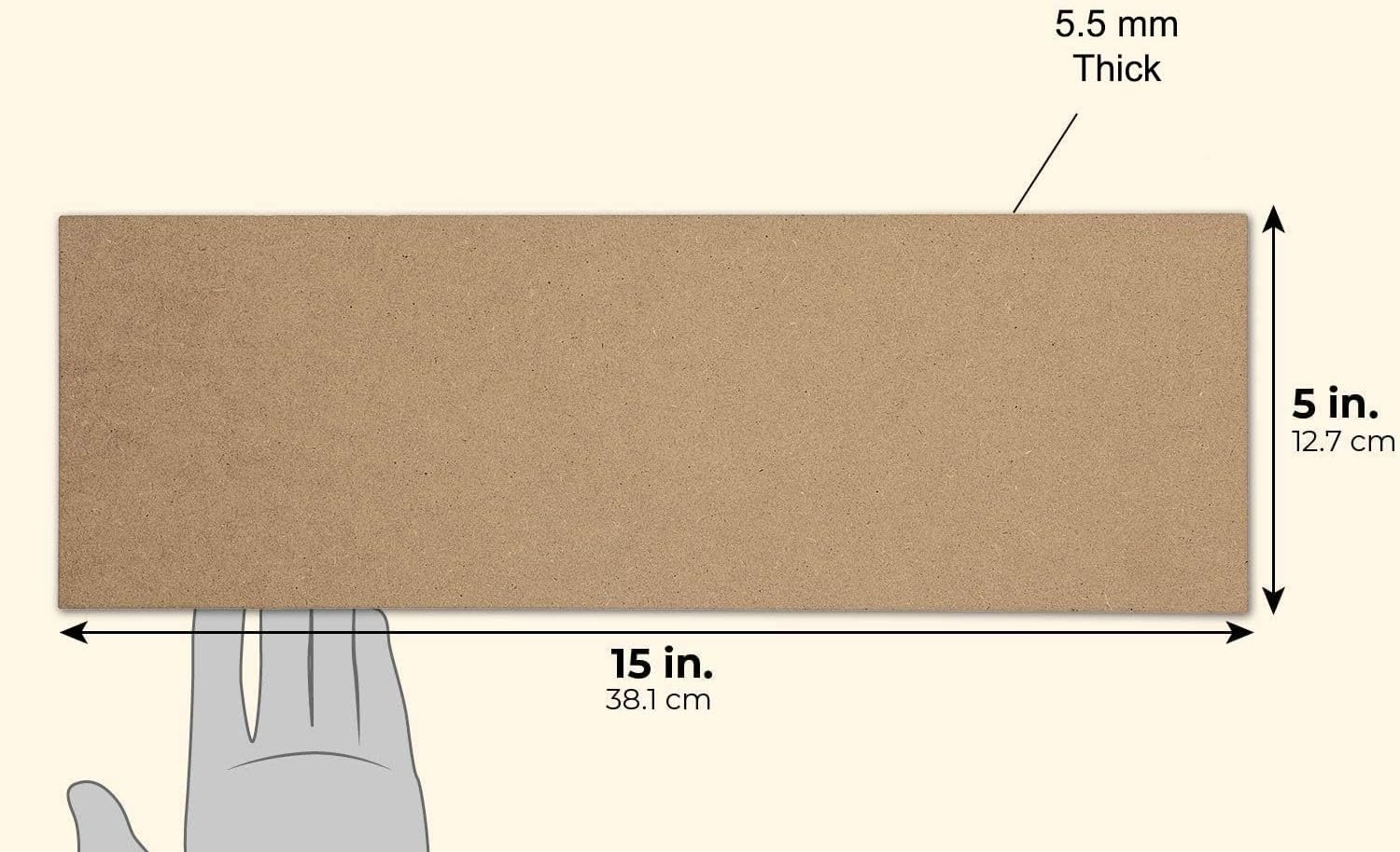 Maxsafe 5.5 mm MDF Board Sheet (5 x 15 Inch) 4 Pcs Hardboard Sheets for Art and Crafts,Brown