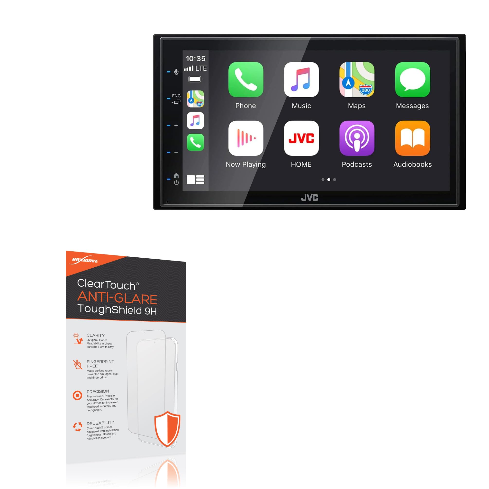 BoxWave Screen Protector Compatible with JVC KW-M56BT - ClearTouch Anti-Glare ToughShield 9H (2-Pack), Anti-Glare 9H Tough Flexible Film Screen Protector