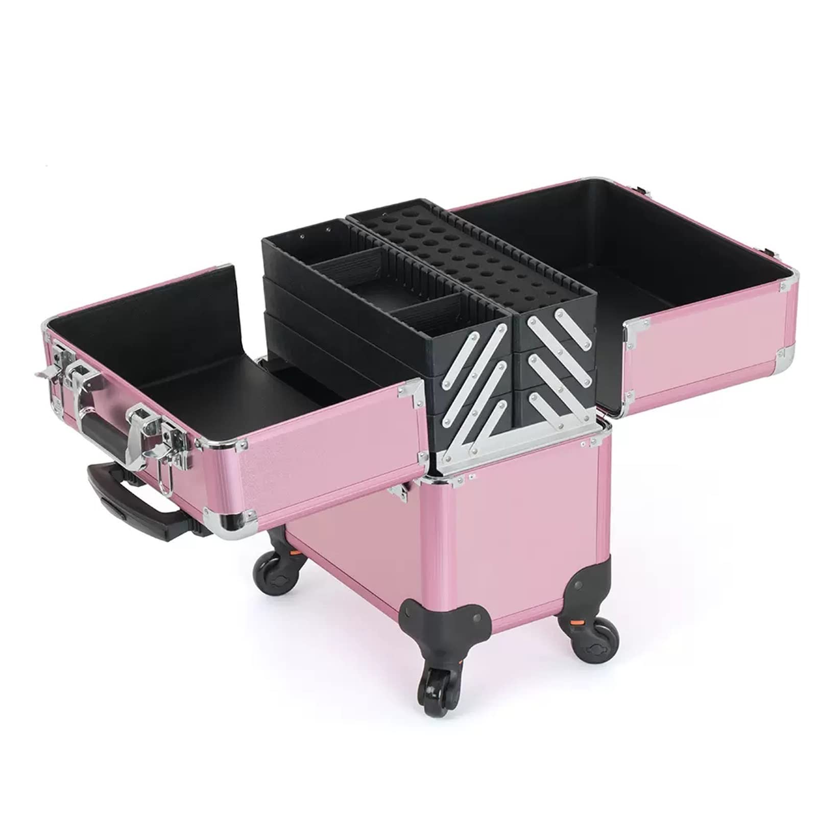 Podróżny organizer na przybory do makijażu kosmetyczka organizer przenośna torba do przechowywania dla artystów, regulowane przegrody, aluminium, odporny na zarysowania laminat, na artykuły do