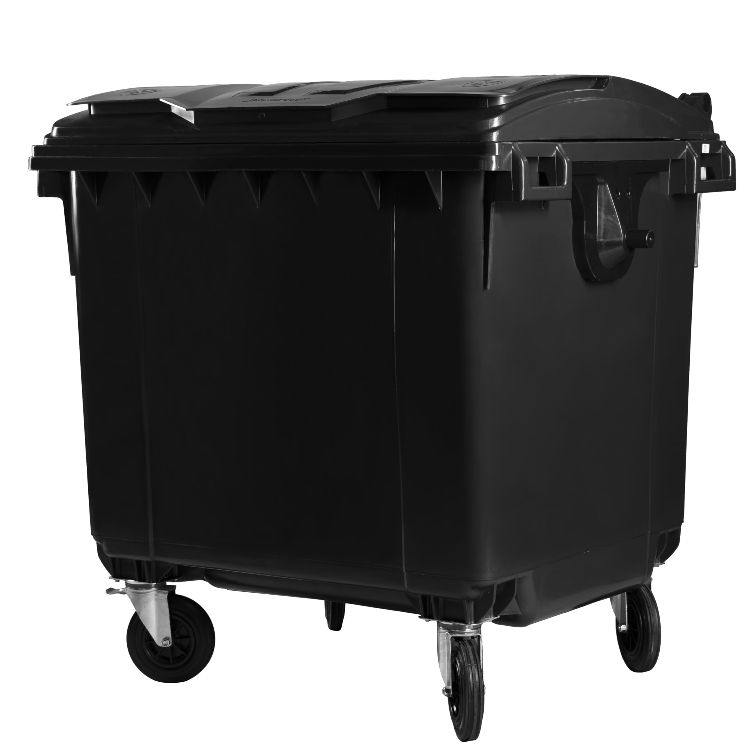 Hardwex Müllcontainer mit 4 Rädern mit Flachdeckel, Müllgroßbehälter, Abfalltonne, Mülltonne, Volumen: 1 100 Liter, Farbe: Blau, Größe: 1 344 x 1 370 x 1 070 mm