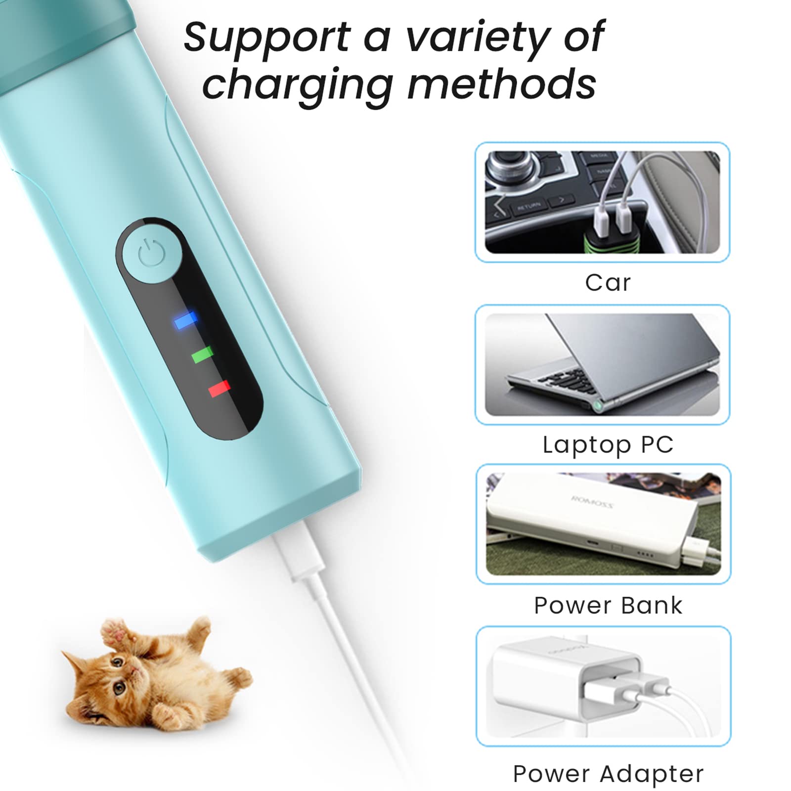 Lima De Uñas Eléctrico para Perros Y Gatos, Cortauñas Eléctrico Profesional,3 Modos Y 2 Velocidades Súper Silenciosa Y Recargable, Cuidado De Las Garras De Las Patas Sin Dolor