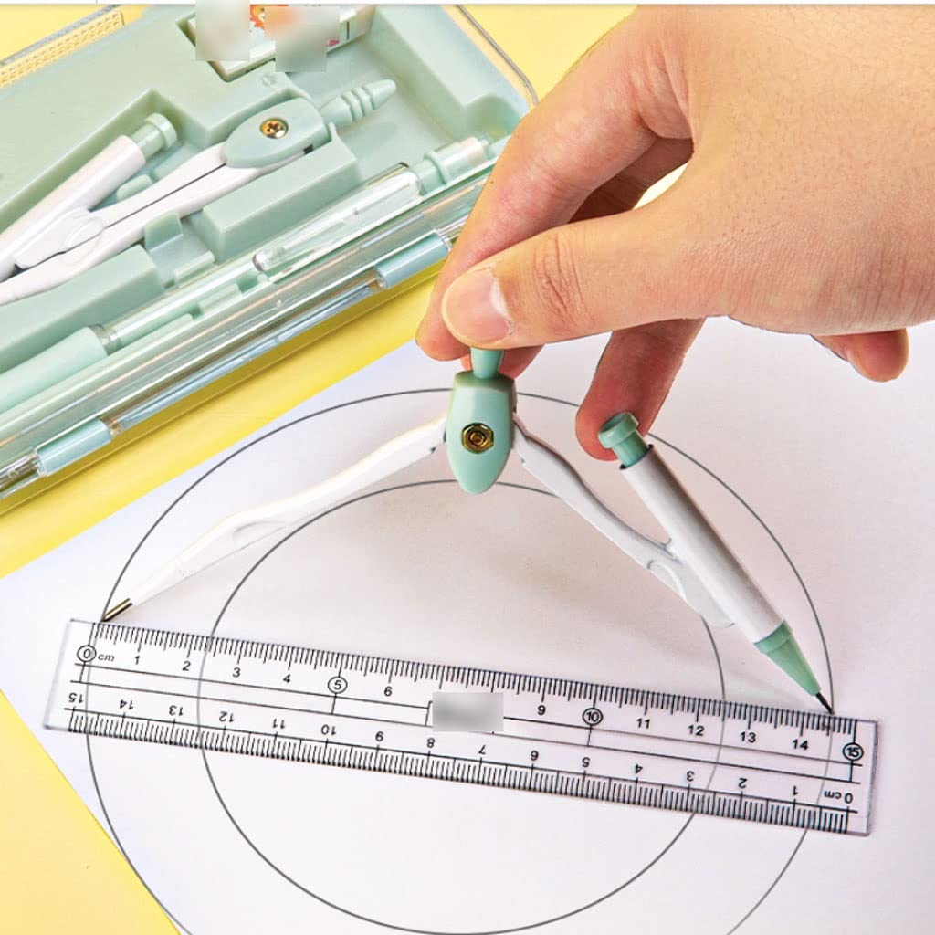 Set di matematica Set di goniometro Bussola da disegno Bussola Studente Set Righello dritto Strumento di disegno a triangolo Studente multifunzionale che impara a disegnare gli studenti utilizzando il