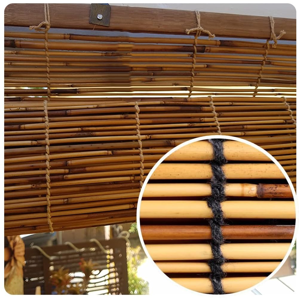 Bambusrollo 160 Breit Rollo Bambus Wasserdicht Verdunkelungsrollo 165 140 130 90 60 Bambus Jalousie für Terrasse Außen/Innen Garten Belüftung(W 145 x L 220 cm)