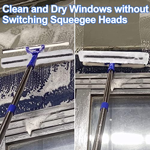 Ittaho 12" Window Squeegee,Window Cleaning Tools Kit With Long Handle,Window Washer,Squeegee Shower Cleaner For Shower Door Glass Car Windshield Indoor Outdoor High Window Cleaning #TOP5
