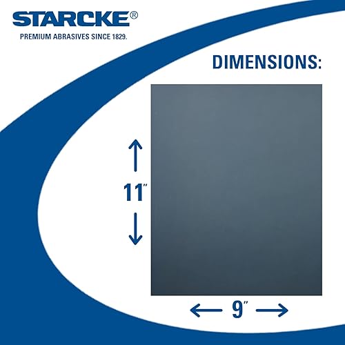 Miniatura 5 de STARCKE Paquete de 25 hojas de papel de lija de carburo de silicio impermeables (grano 600, grano 800, grano 1000), peso de 9 x 11 pulgadas, húmedo