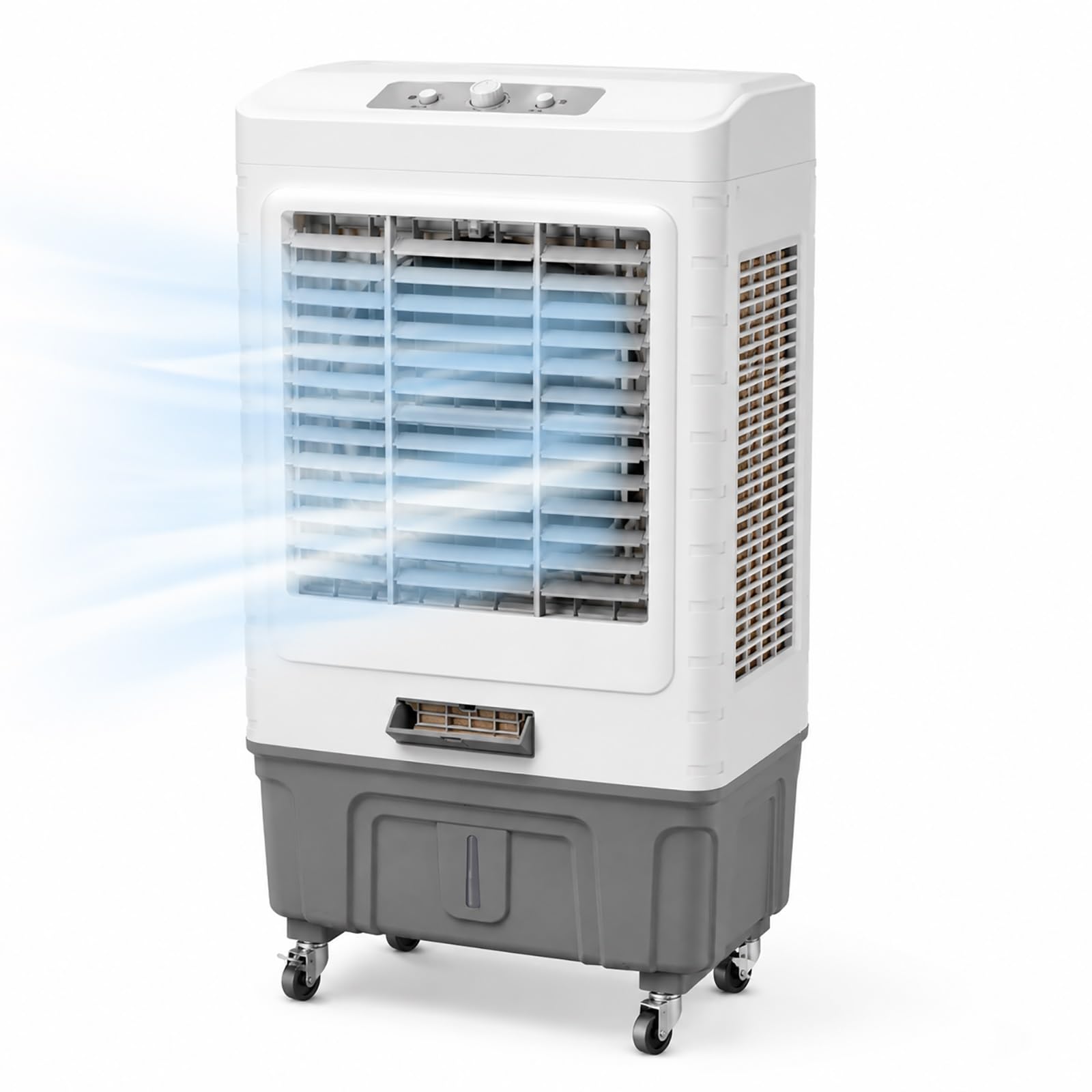 Zdmzr One Color Portable Evaporative Air Cooler With Wheels, Large Water Tank Swamp Cooler, Suit For Home, Garage, Office
