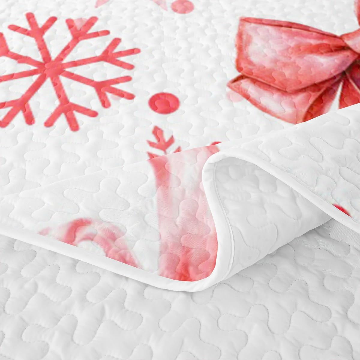 Manfei Kawaii Tagesdecke mit Fliege, gesteppt, volle Größe, 3-teilig, 2