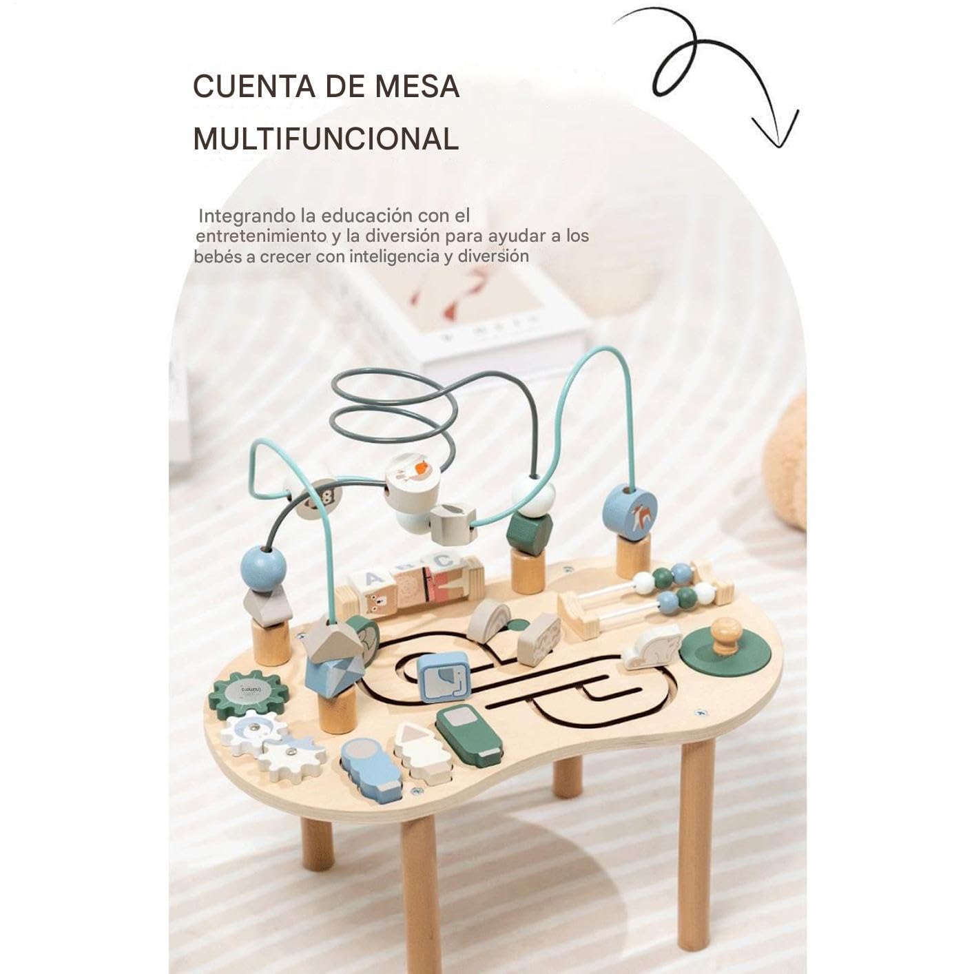 Mesa de Actividades,Mesa de Juego Centro de Actividades de Madera | Juguete Educativo Infantil Interior Exterior Destete Regalo