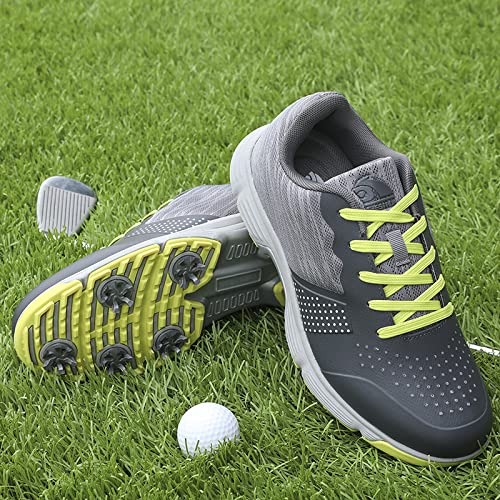 Image of THESTRON Men Golf Shoes Mesh Breathable Breathable Golf Walking Sport Sneakers 7 Spikes Golf Trainers