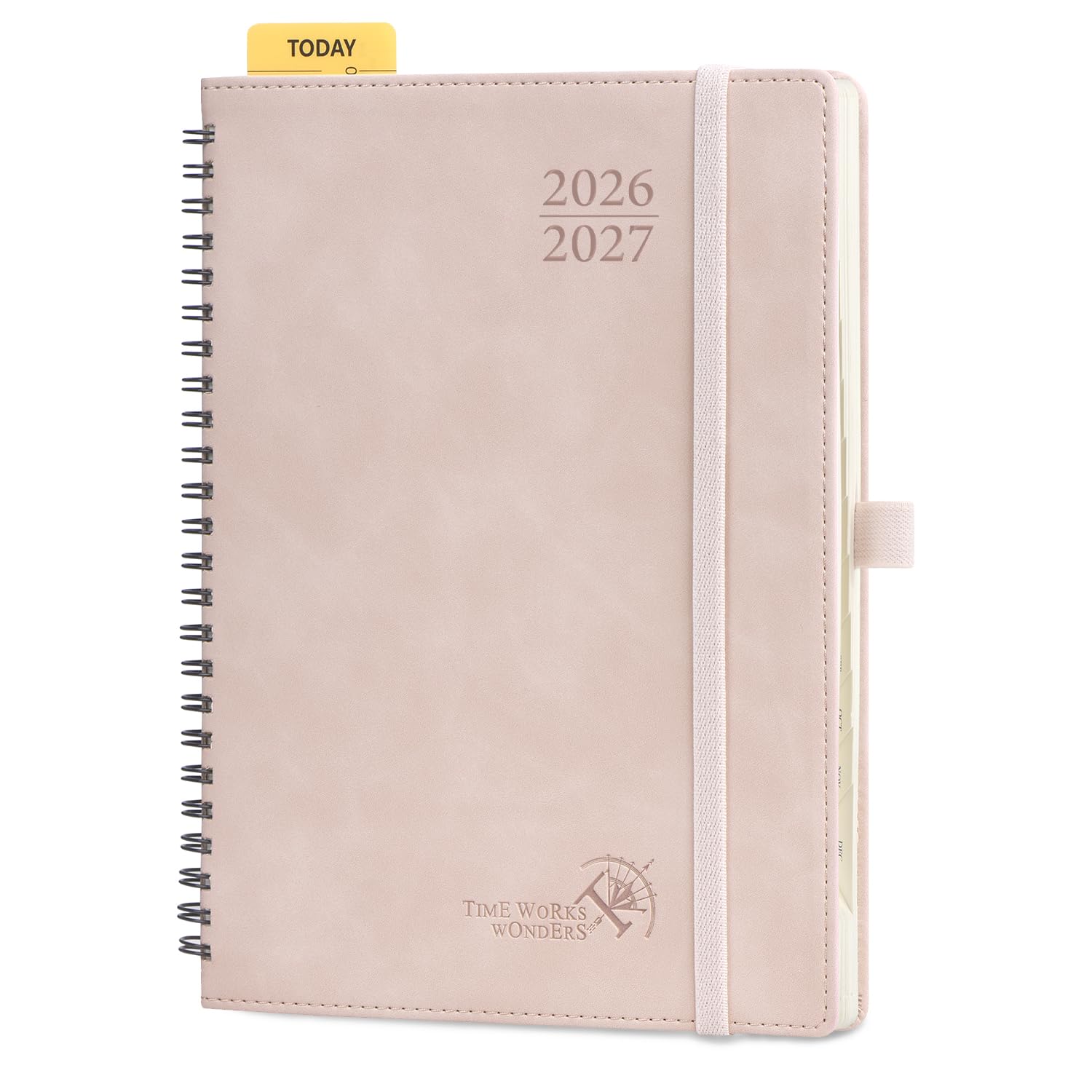 POPRUN Academic 2026-2027 Diary A5 Week to View Spiral Bound Soft Cover 22 x 16.5 cm - 26/27 Mid Year Weekly Planner & Notebook in One, Monthly Tab(Pink)