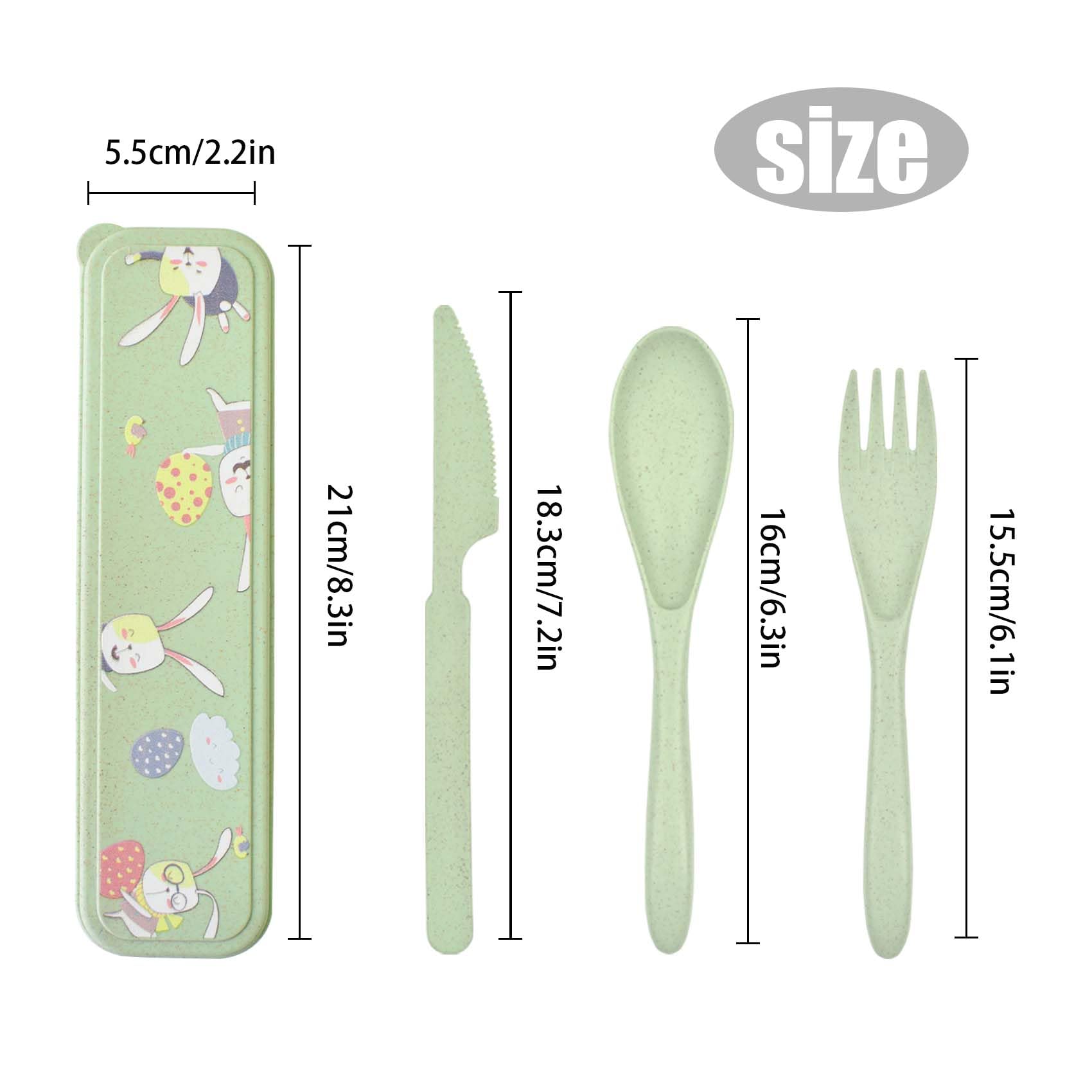 Couverts Réutilisables Lapins Mignons - 2 Sets Colorés - Lunch Box École