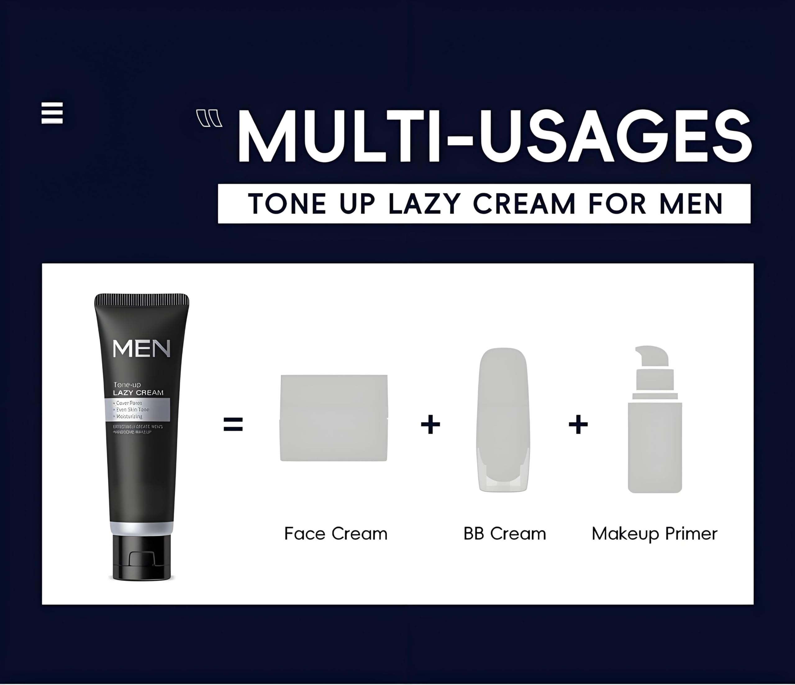 Men's BB Cream Tinted Moisturiser, Lightweight Concealer Foundation for Natural Look Evens Skin Tone & Covers Blemishes - Image 3