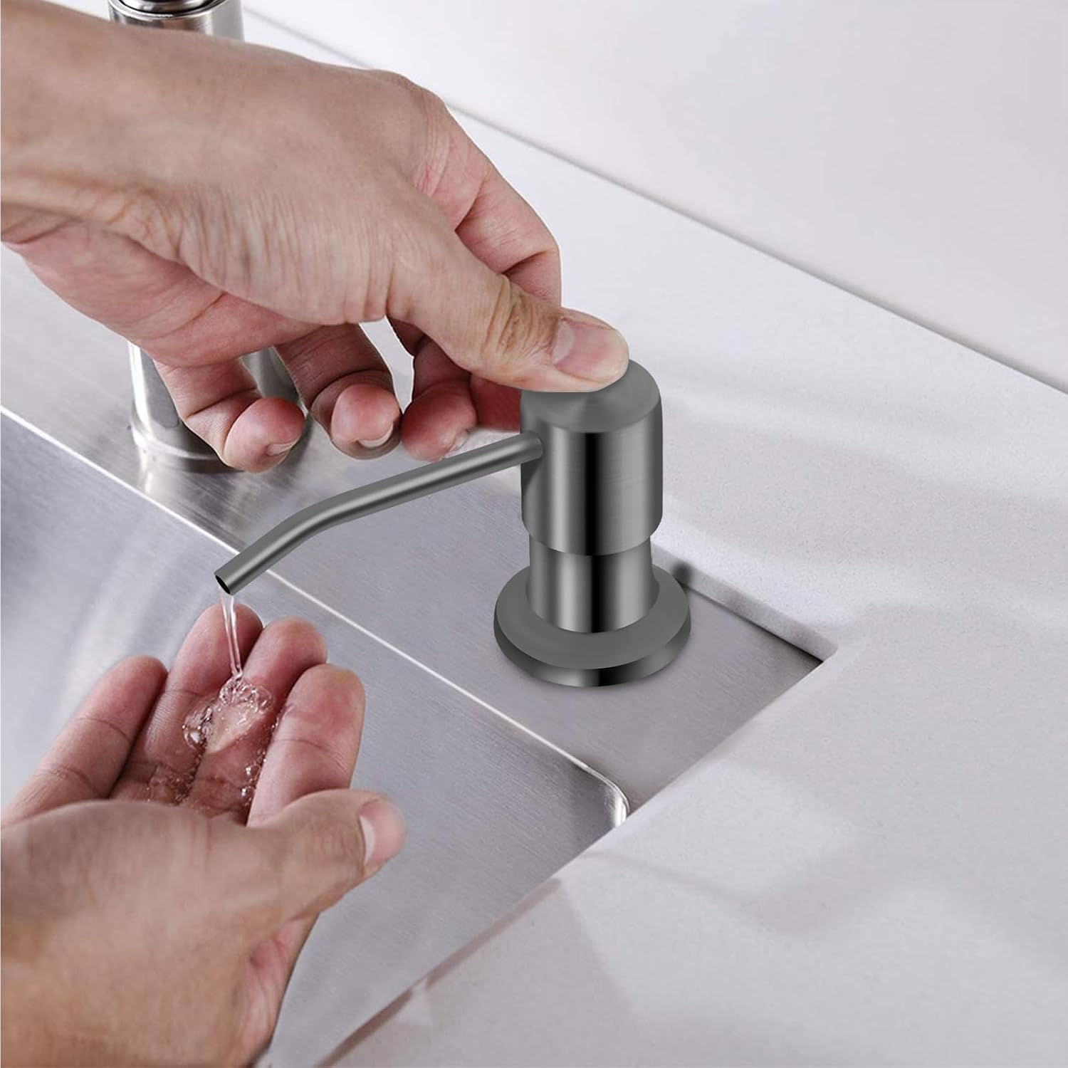 Soap Dispenser for Kitchen Sink, Kichen Sink SoapDispenser, 47" Extension Tube kit, Under Sink SoapDispenser Pump, No Need More Refills, Good Suction Power, Gray