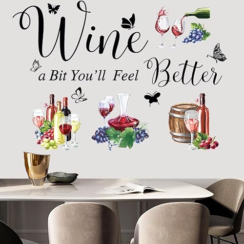 Miniatura 2 de Calcomanías de pared de vino para cocina, calcomanías de pared para comedor, botella de vino, arte de pared para decoración de pared, letrero