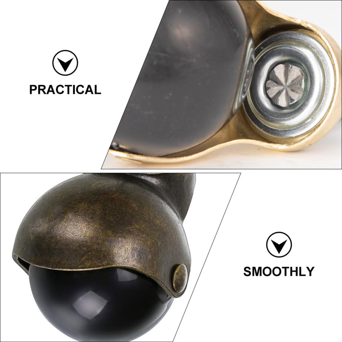 4pcs 2-cal Obrotowy Meble Koła do Biuro i Dom, łatwy w montażu Stabilny Kółka jezdne Wykonany Żelazo i Pp, odpowiedni do Desks i Krzesła, Brak Trop Płaski Bottom Konstrukcja