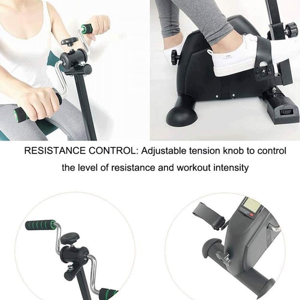 Under Desk Dike Pedal Exerciser Portable Pedal Exerciser - Hand, Arm & Leg Exercise Peddling Machine with LCD Monitor - Adjustable Fitness Rehab Equipment for Seniors, Elderly, PT - Folding Mini Stati