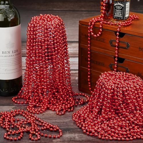 144-PCS-Red-Mardi-Gras-Beads-Red-Christmas-Bead-Necklaces-Red-Valentine-Beads-Necklaces-4th-of-July-Beads-Necklaces-33-7-mm-Party-Beads-for-Patriotic-Day-Mardi-Gras-Christmas-Party-Favors 144 PCS Red Mardi Gras Beads Red Christmas Bead Necklaces Red Valentine Beads Necklaces 4th of July Beads Necklaces 33 7 mm Party Beads for Patriotic Day Mardi Gras Christmas Party Favors