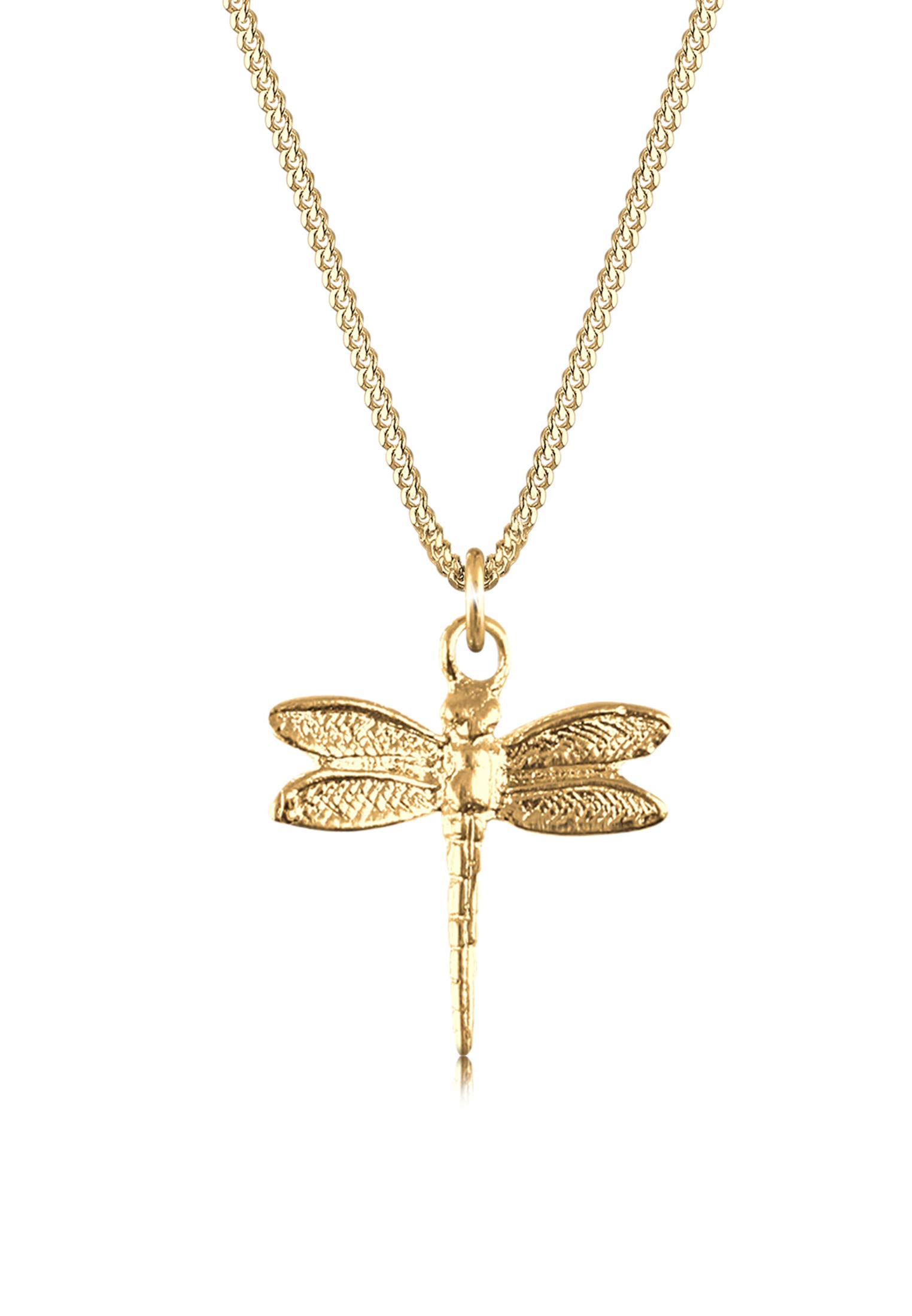 Elli Necklace Ladies Curb Dragonfly Pendant Filigree in 925 Sterling Silver