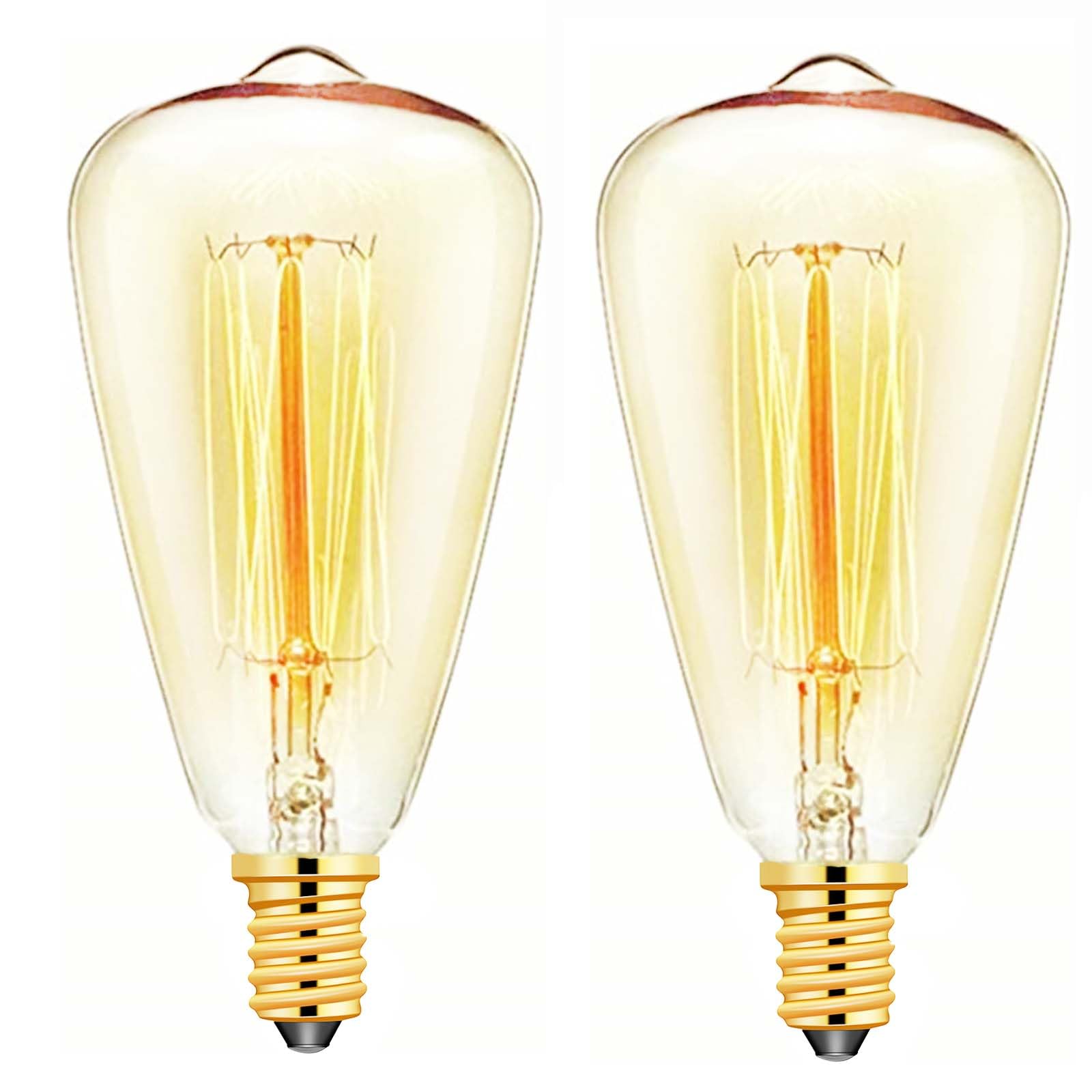 JQslight E14 40W Vintage Edison Light Bulb Dimmable Retro Filament Light Bulbs, ST48 Decorative Light Bulb,Warm White 2700K,Candle Bulbs Edison Small Screw Light Bulbs,2 Pack
