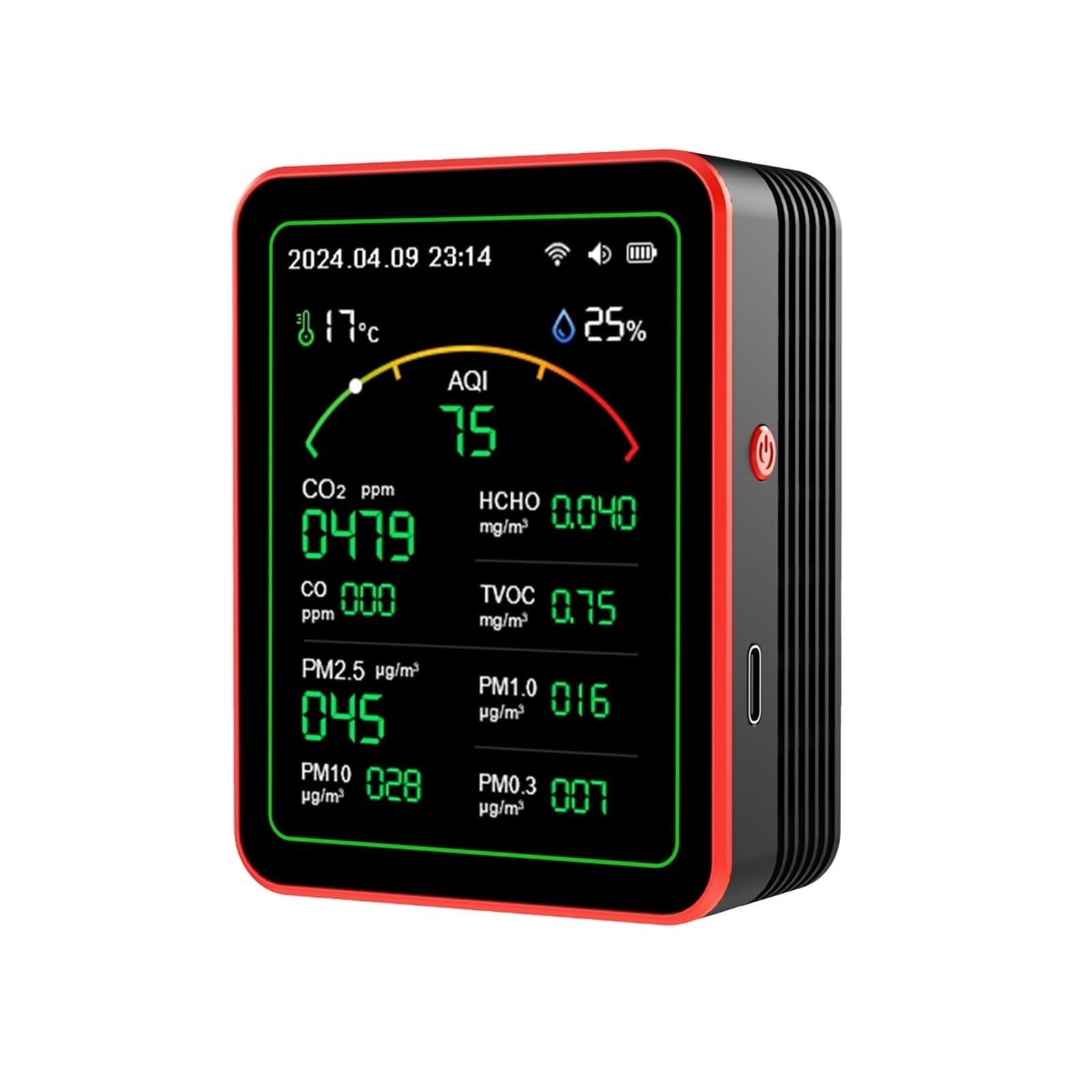 Air Quality Monitor, 15 in 1 Air Quality Detector Tester Household Tester Carbon Dioxide Monitor(Nero)