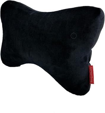 Bookishbunny Dog Bone Shaped Travel Neck Memory Foam Pillows with Removable Velvet Cover for Car Bus Truck Driving Comfort Head Rest Support Black